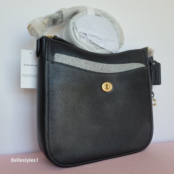 COACH Chaise Pebbled Leather Crossbody Bag- Black color $238. - Picture 2 of 16